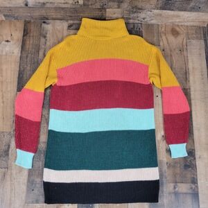 Farm Rio Anthropologie Multicolor Boldy Striped Turtleneck‎ Sweater Dress Small